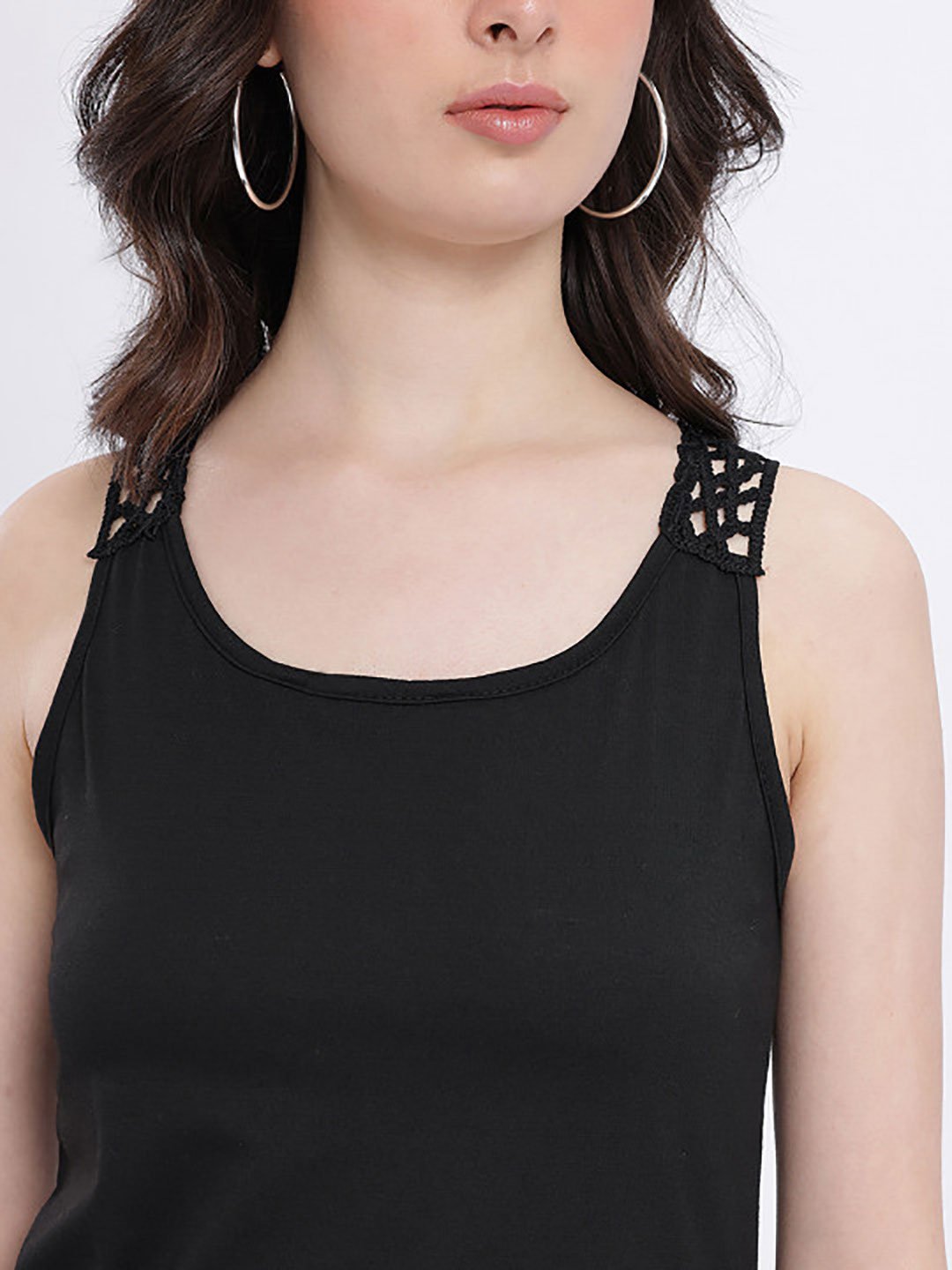 Black Embroidered Back Side Slit Midi Dress