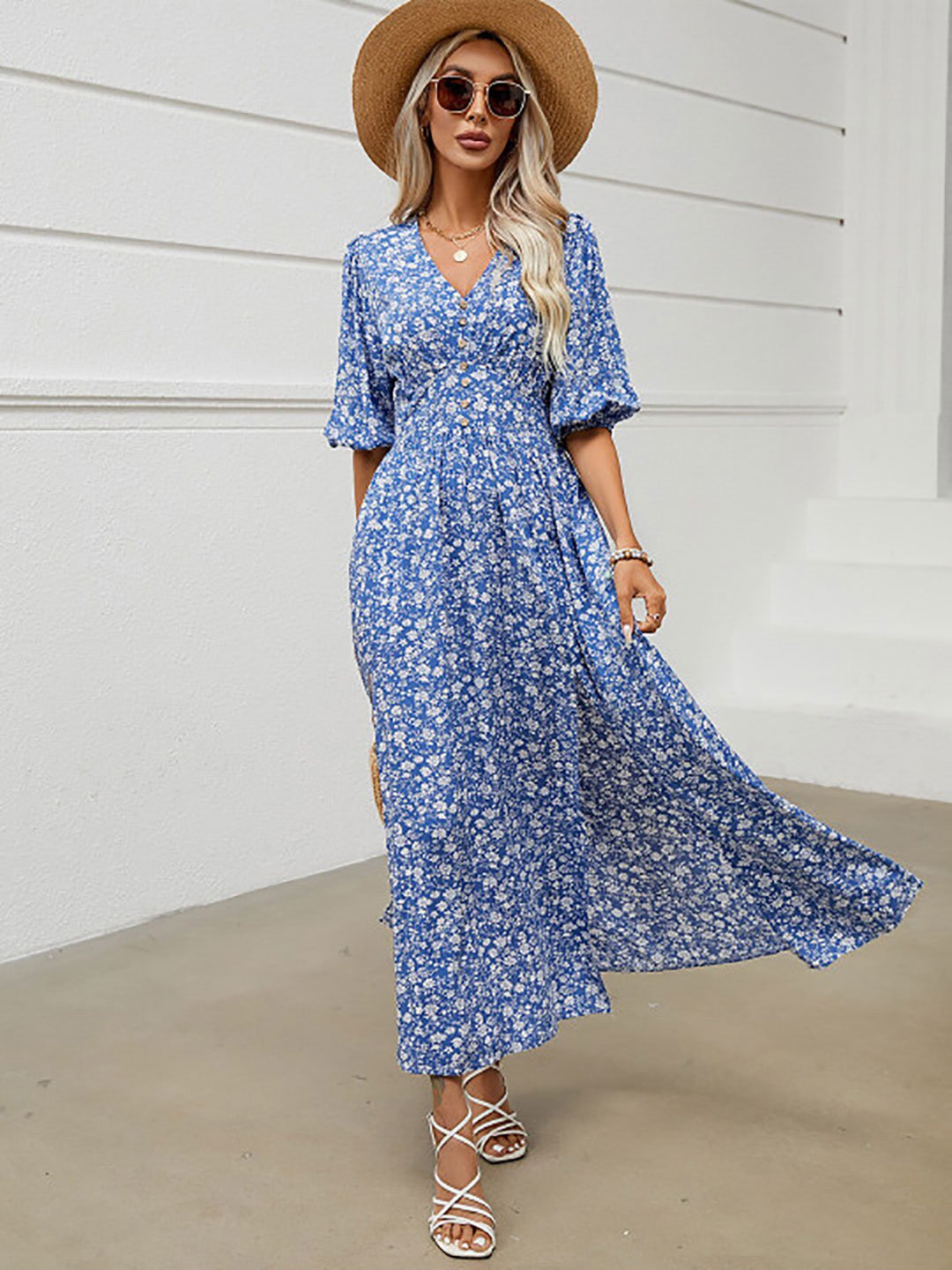 Blue Floral Maxi Dress