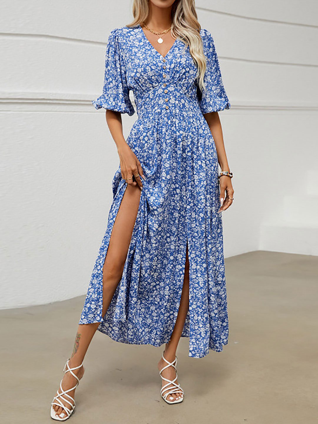 Blue Floral Maxi Dress