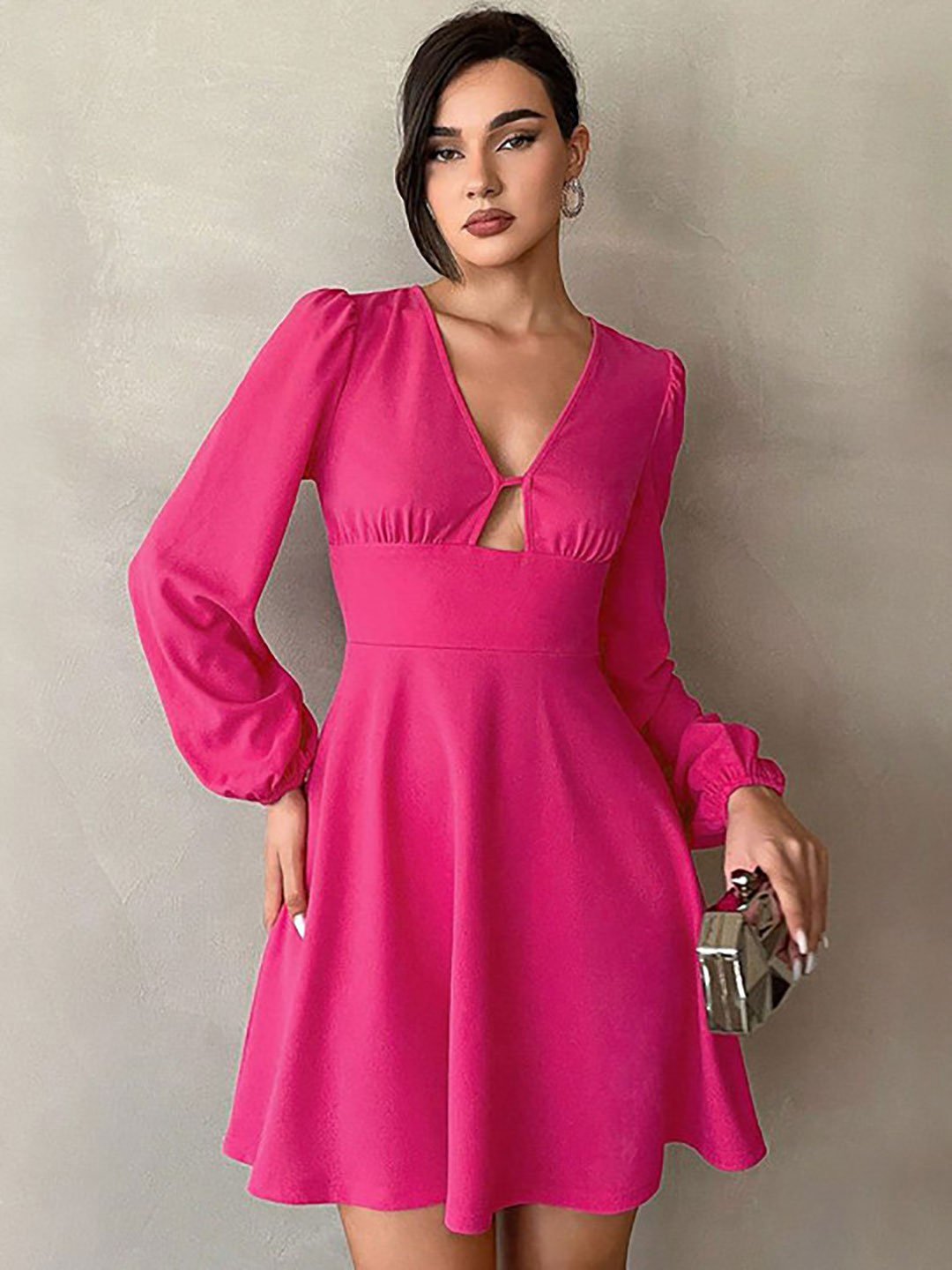 Magenta Fit and Flare Mini Dress