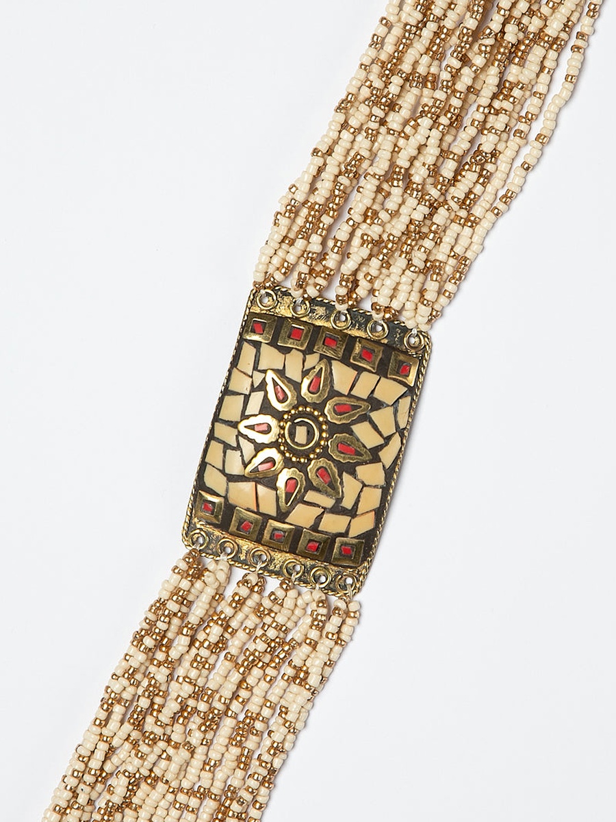 Beaded Necklace with Square Motifs