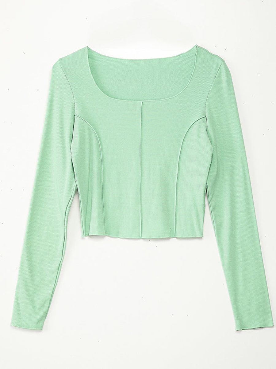 Women Solid Colored Ribbed Top