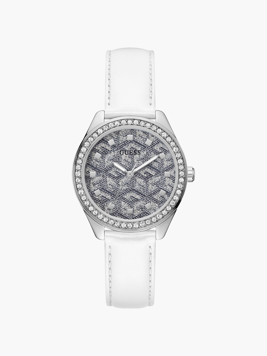 Women Silver Analog Leather Strap Watch GW0608L1 37 MM
