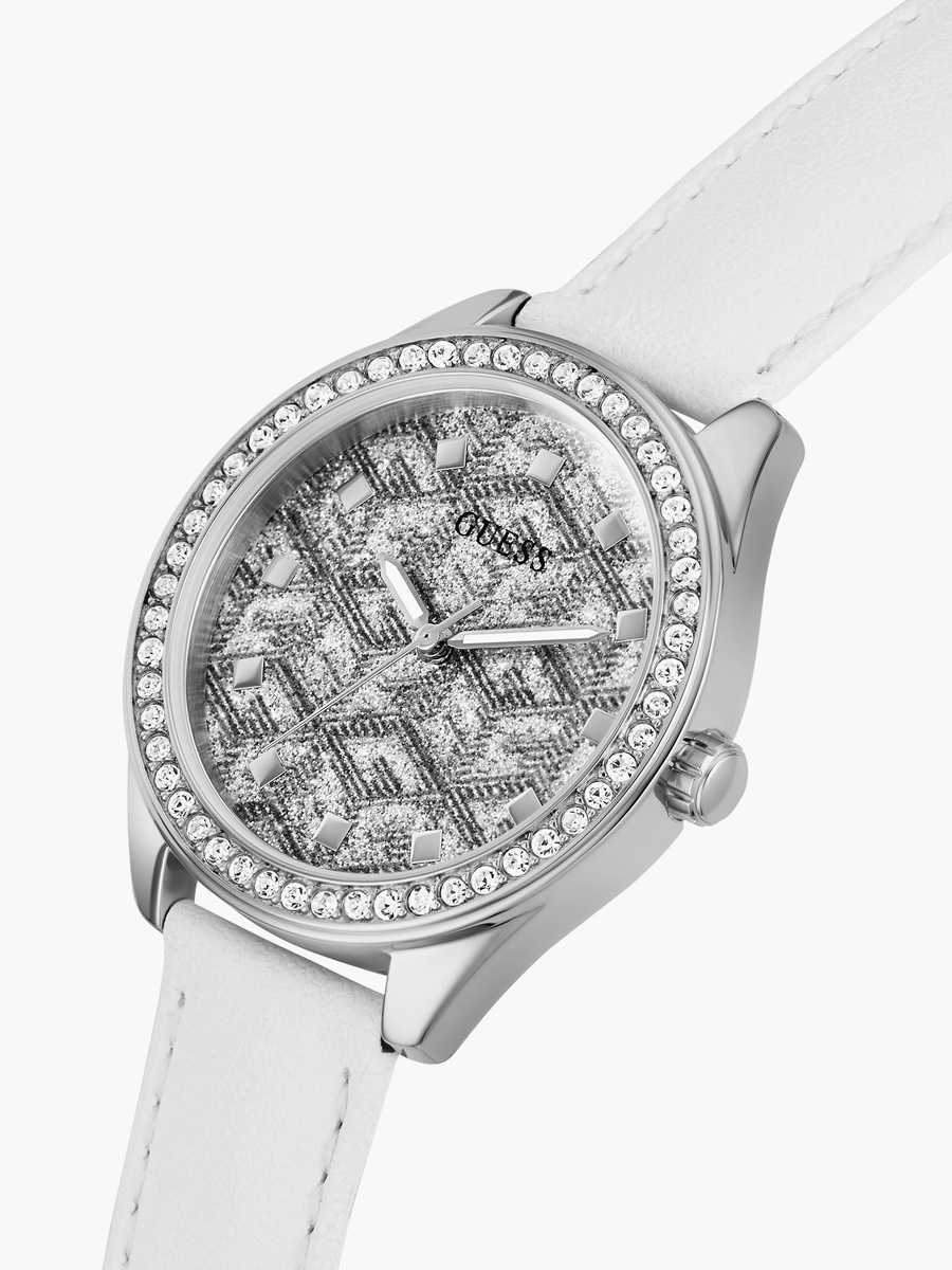 Women Silver Analog Leather Strap Watch GW0608L1 37 MM
