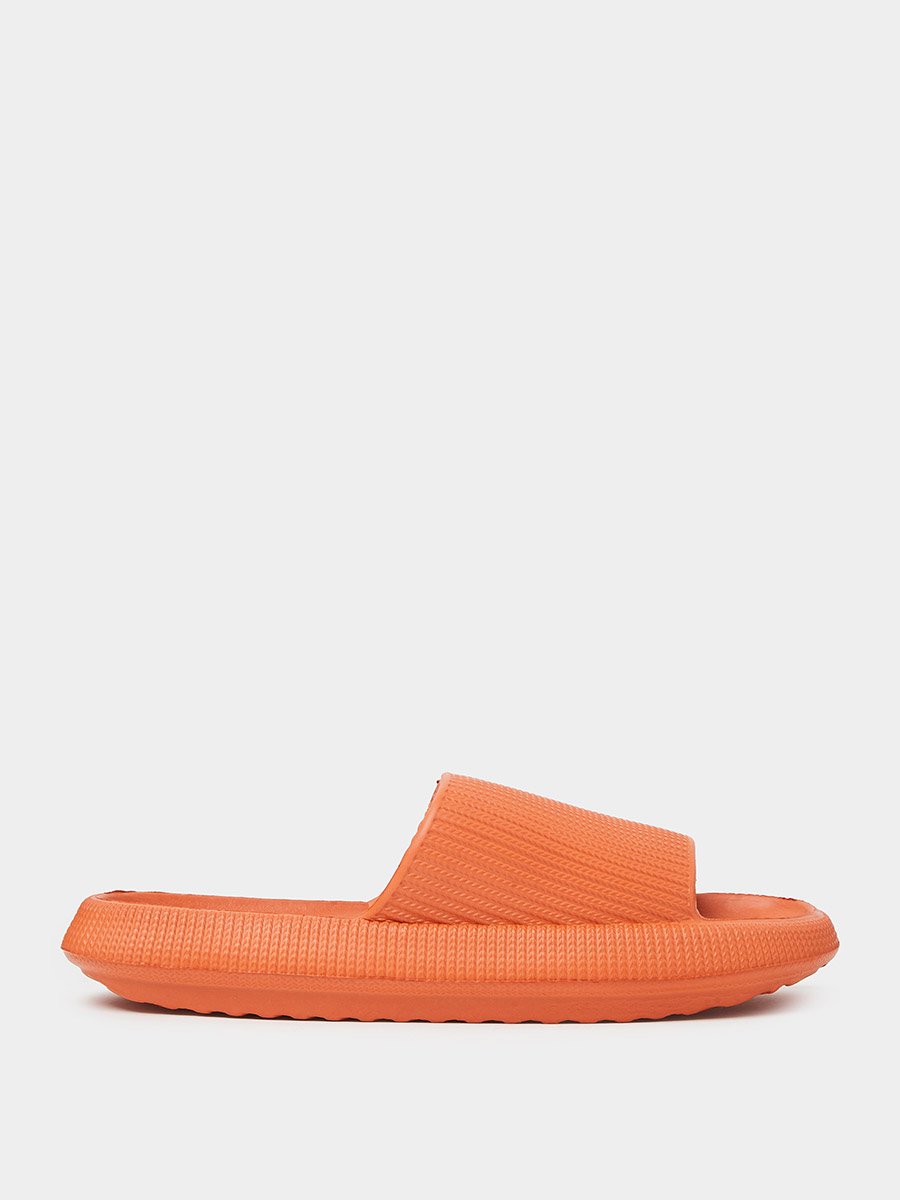 Orange Textured Open Toe Slides