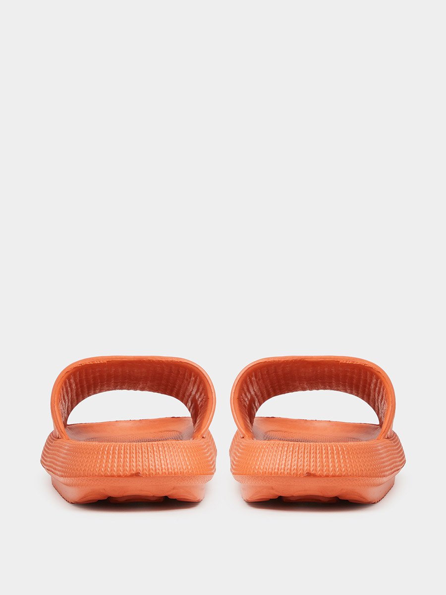 Orange Textured Open Toe Slides