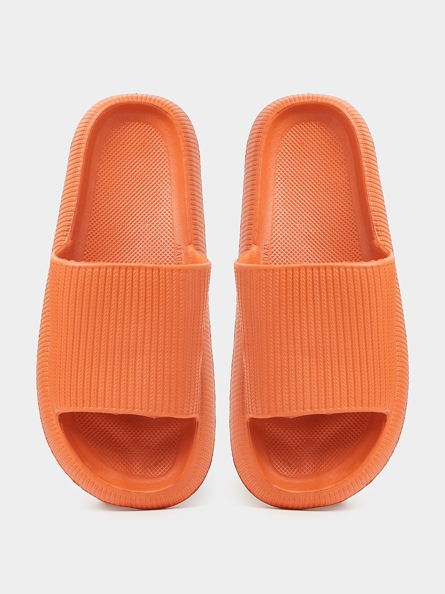 Orange Textured Open Toe Slides
