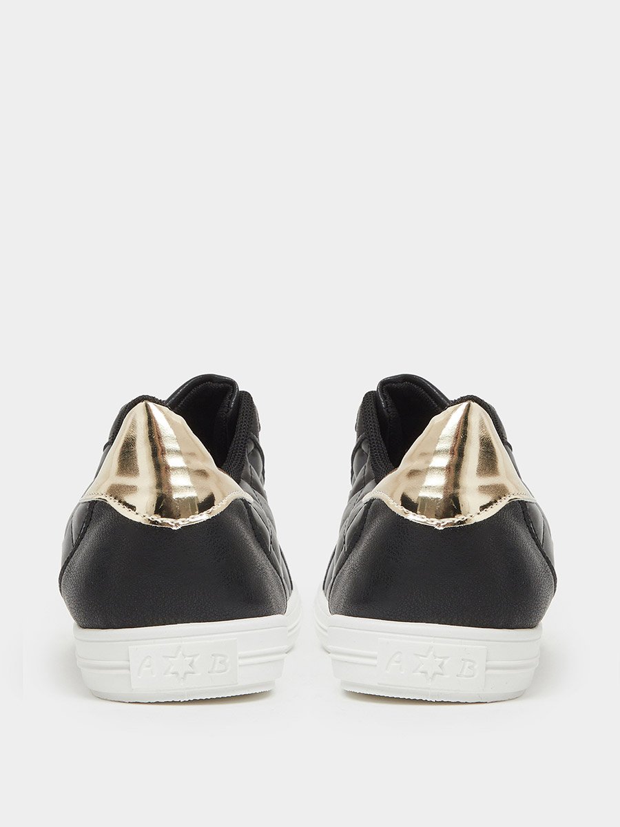 Black Quilted EVA Sneakers with Gold Accents