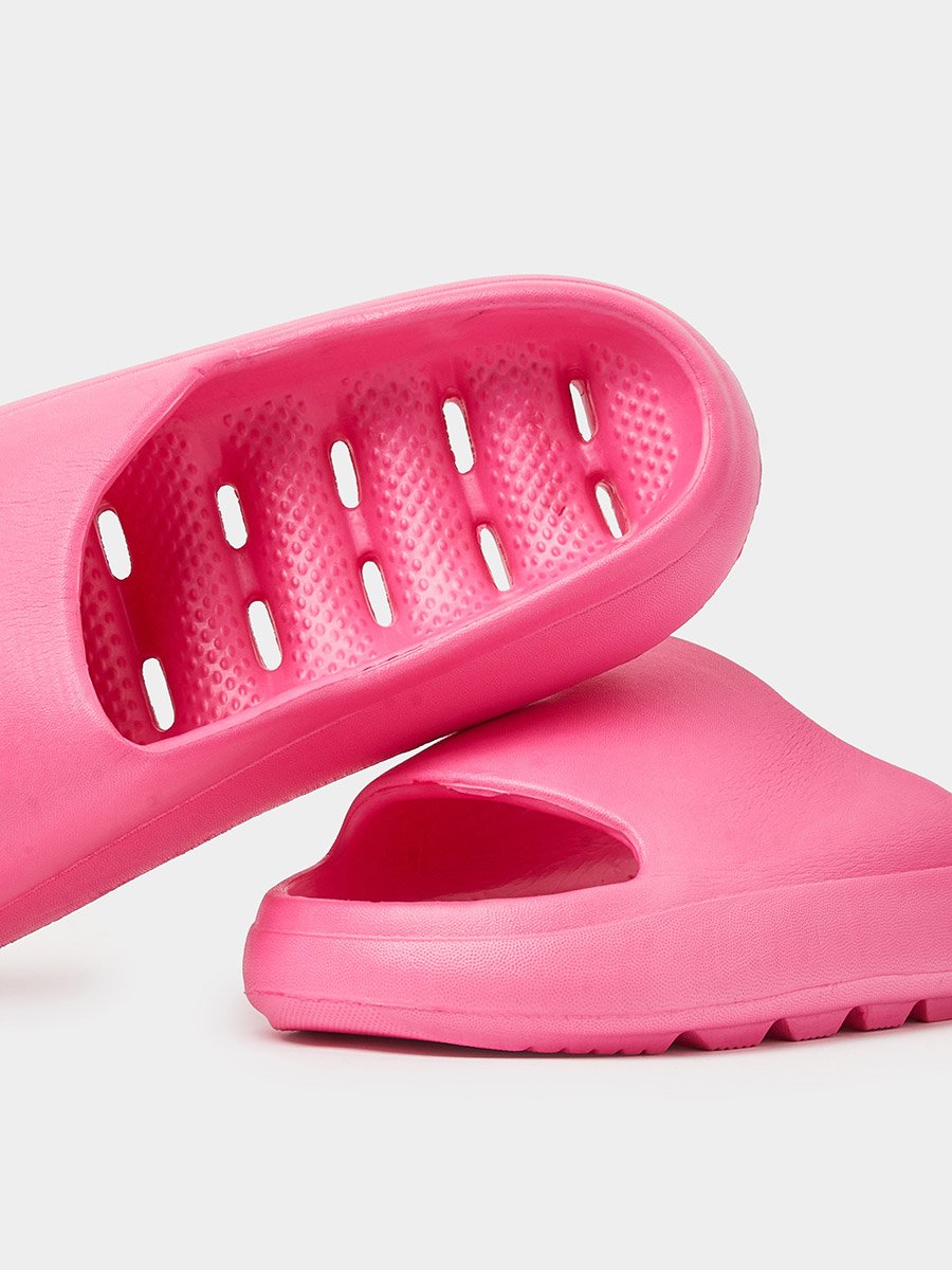 Dark Pink Solid Comfort Slides