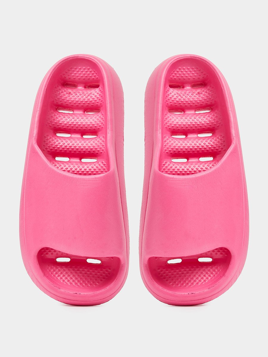 Dark Pink Solid Comfort Slides