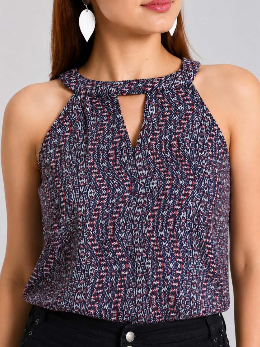 Mutli-Color Halter Neck Poly Georgette Top