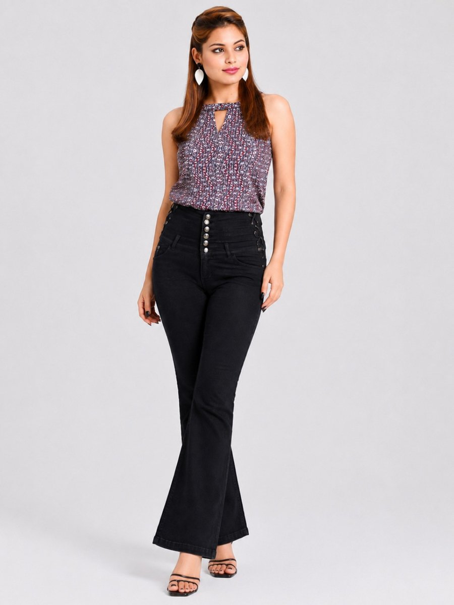 Mutli-Color Halter Neck Poly Georgette Top