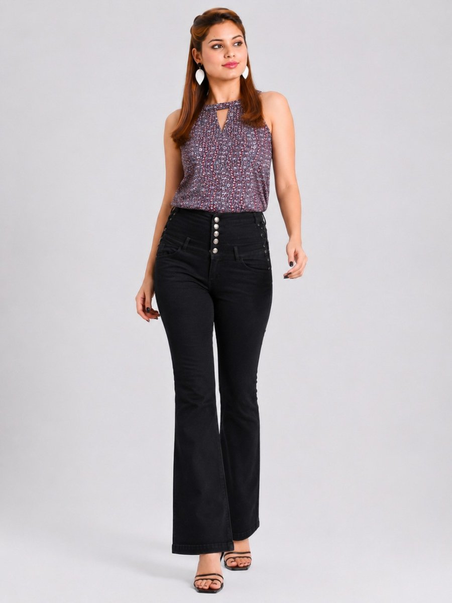 Mutli-Color Halter Neck Poly Georgette Top