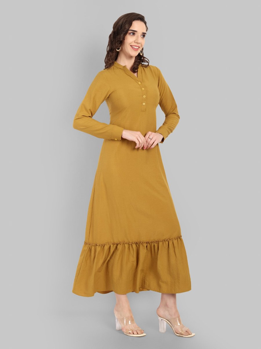 Mustard Long Sleeve Maxi Dress