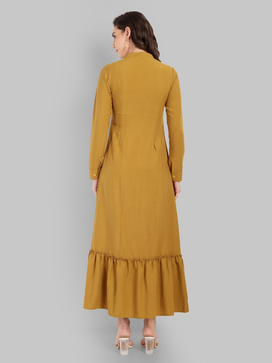 Mustard Long Sleeve Maxi Dress