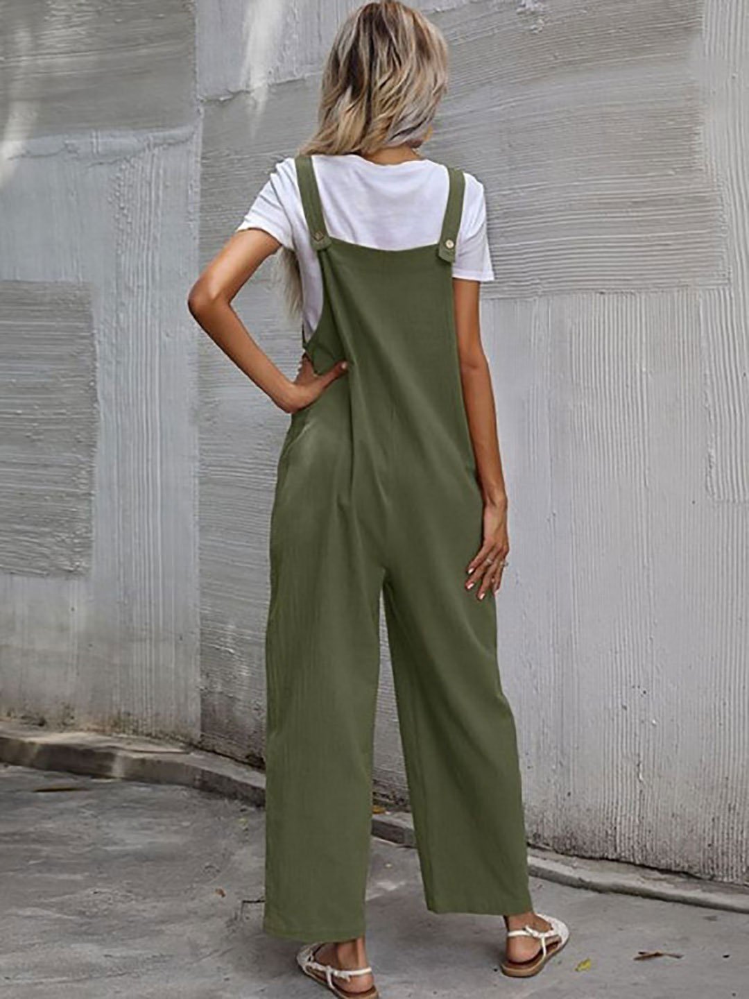 Olive Strappy Relaxed Fit Jumpsuit