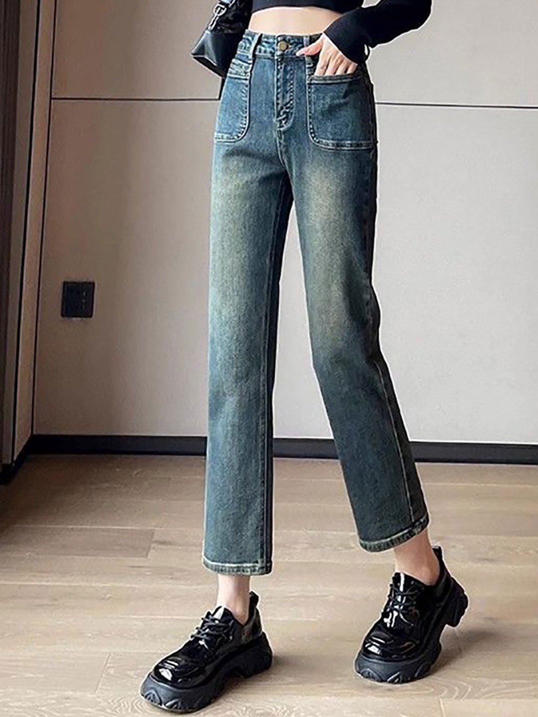 Blue Slim Fit High Rise Low Fade Stretchable Jeans