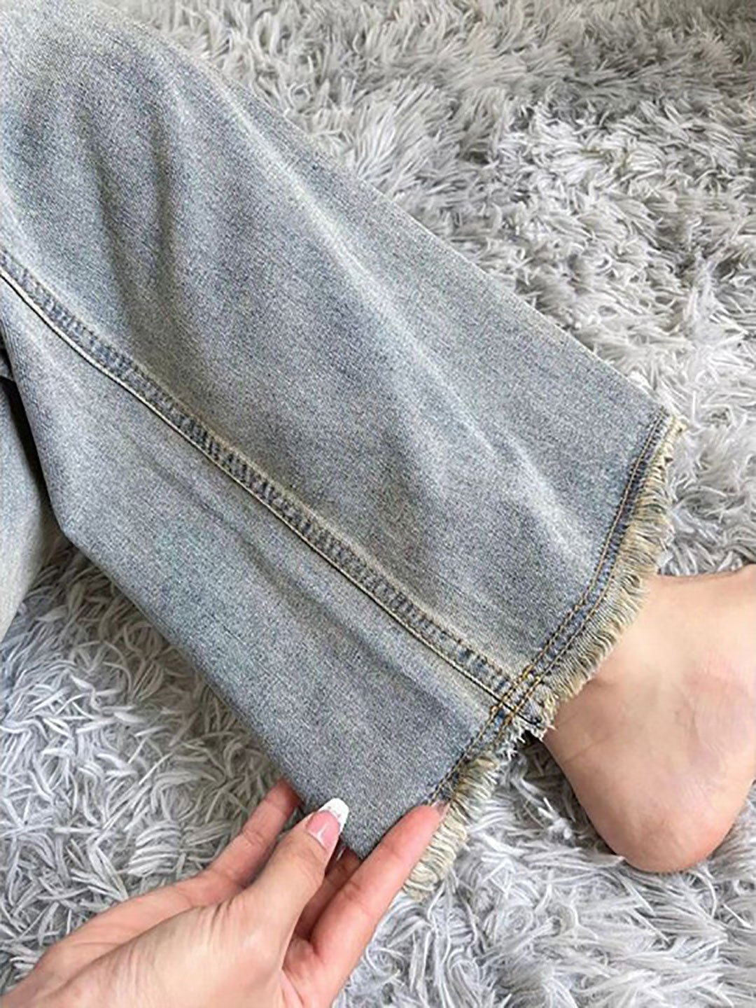جينز بخصر عال وقصة مريحة