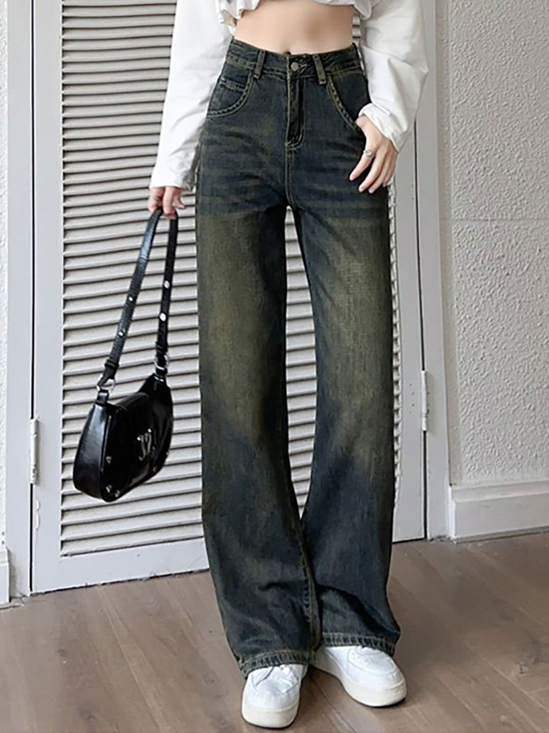 Blue Straight Fit Low Fade Mid Rise Jeans