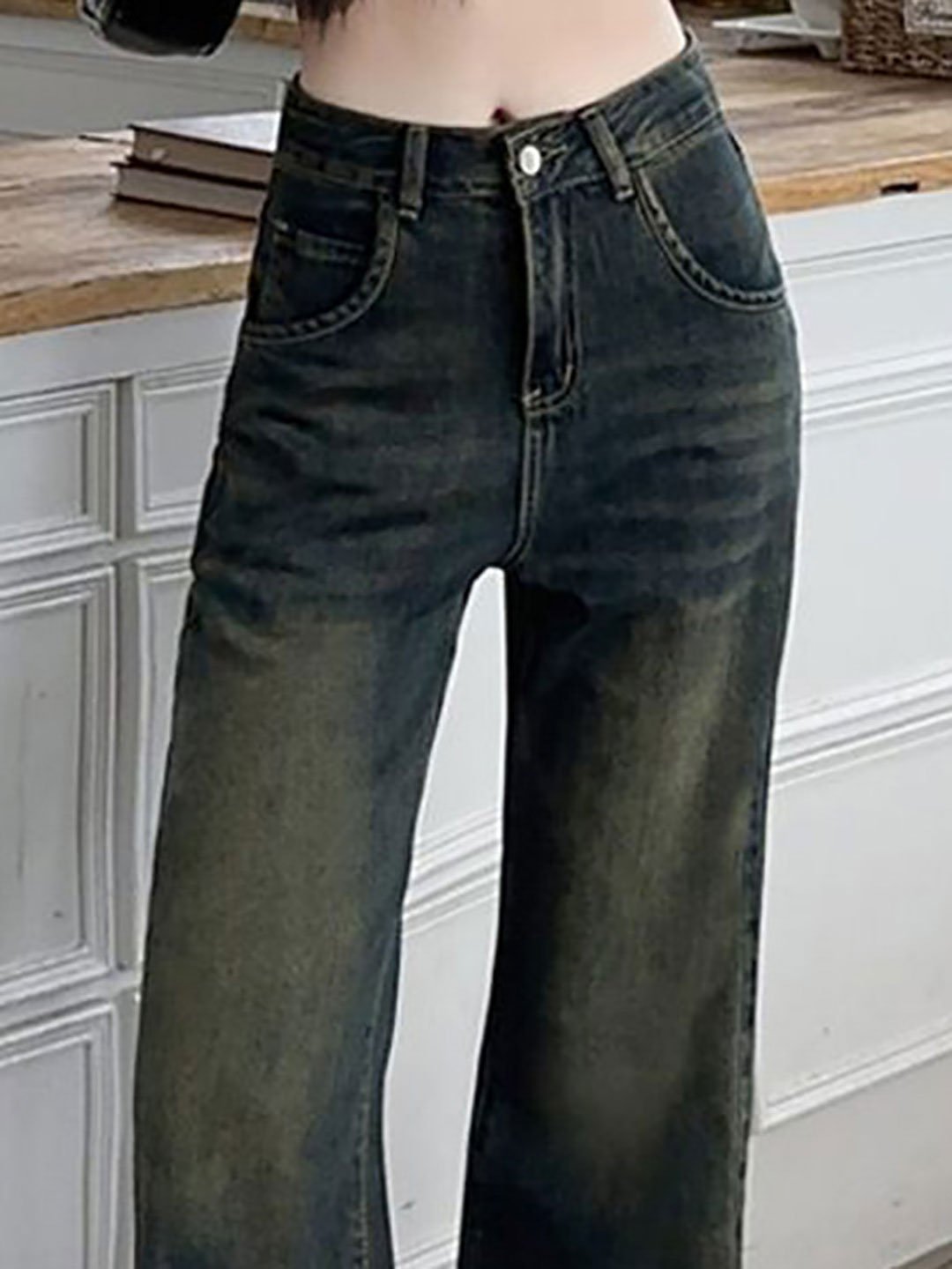 Blue Straight Fit Low Fade Mid Rise Jeans