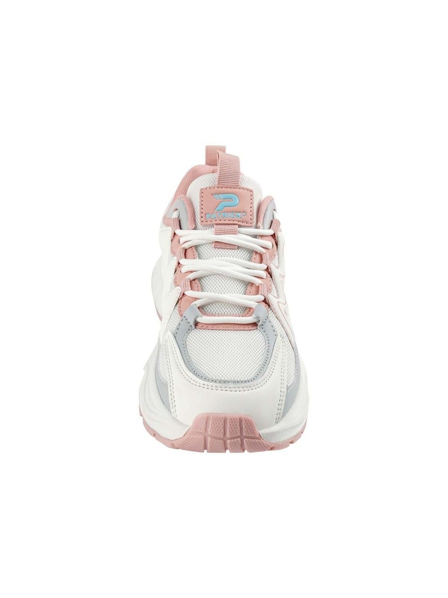 White Color Block Lace-Up Sneakers