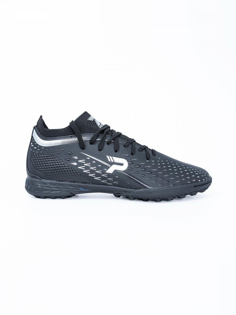 Black Patterned Lace Up Turf Shoes