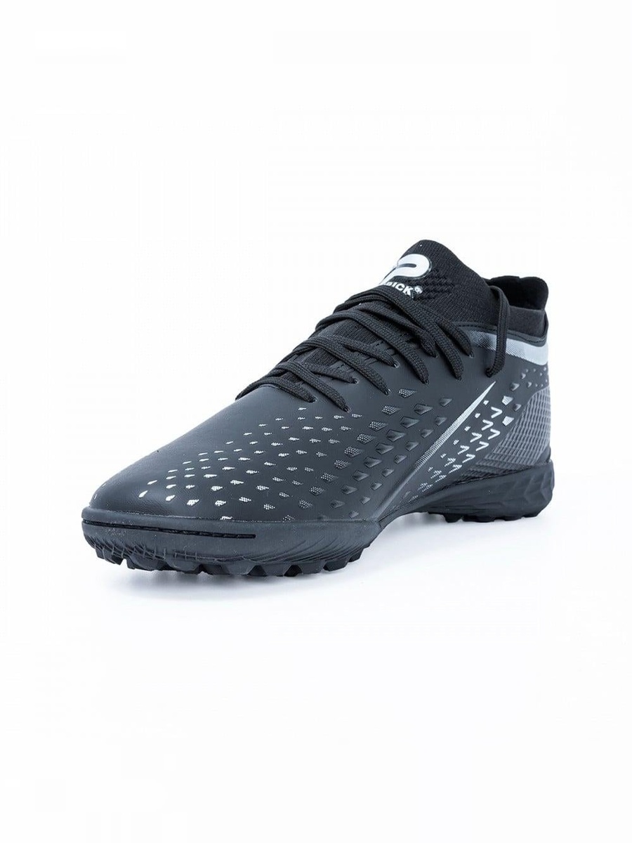 Black Patterned Lace Up Turf Shoes