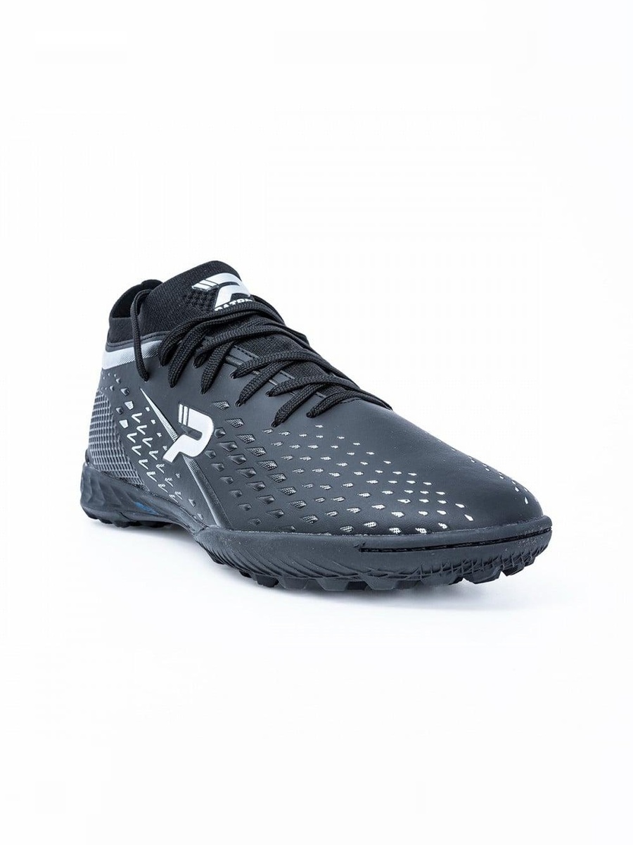 Black Patterned Lace Up Turf Shoes