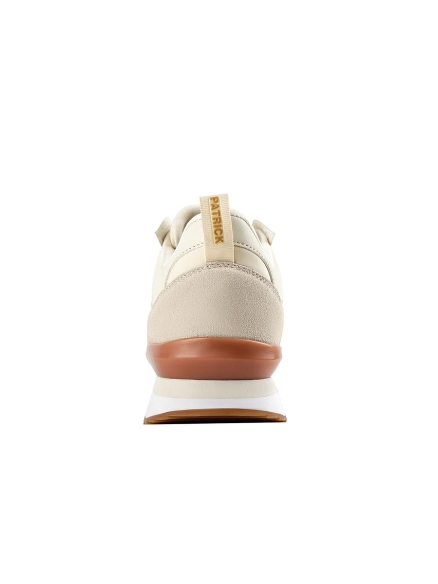 Beige Panelled Lace-Up Sneakers