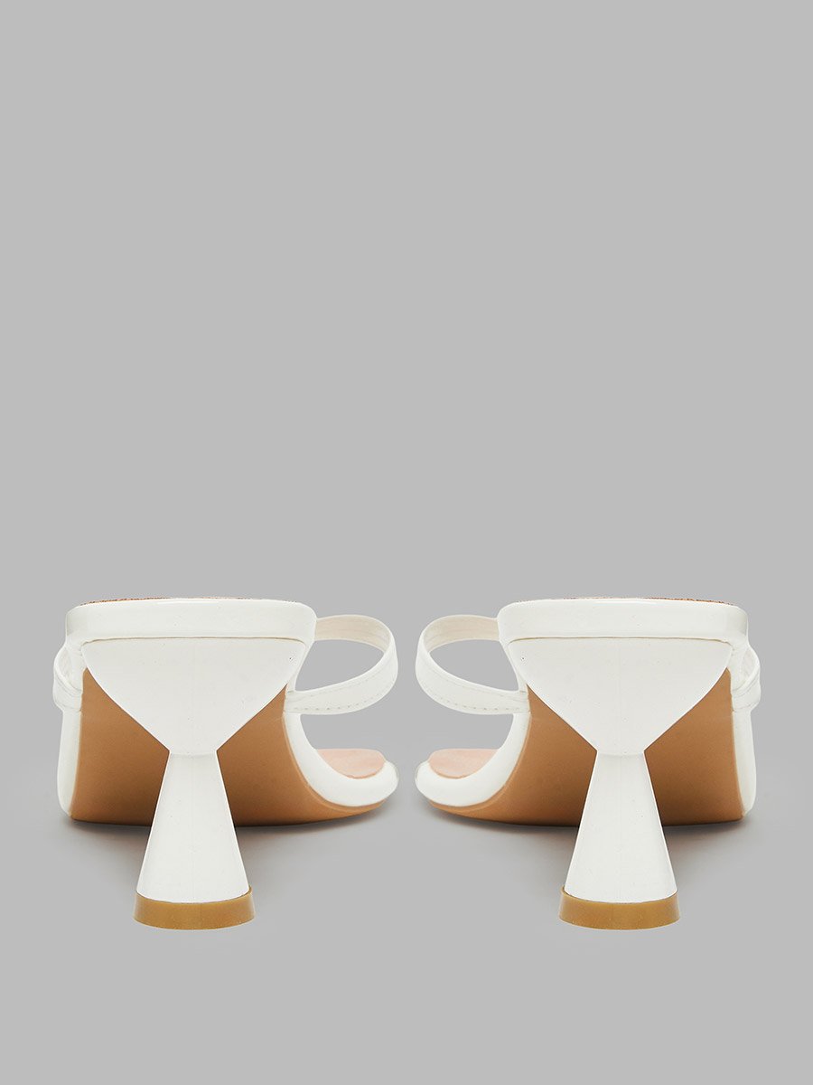 White Kitten Heel Thong Sandals