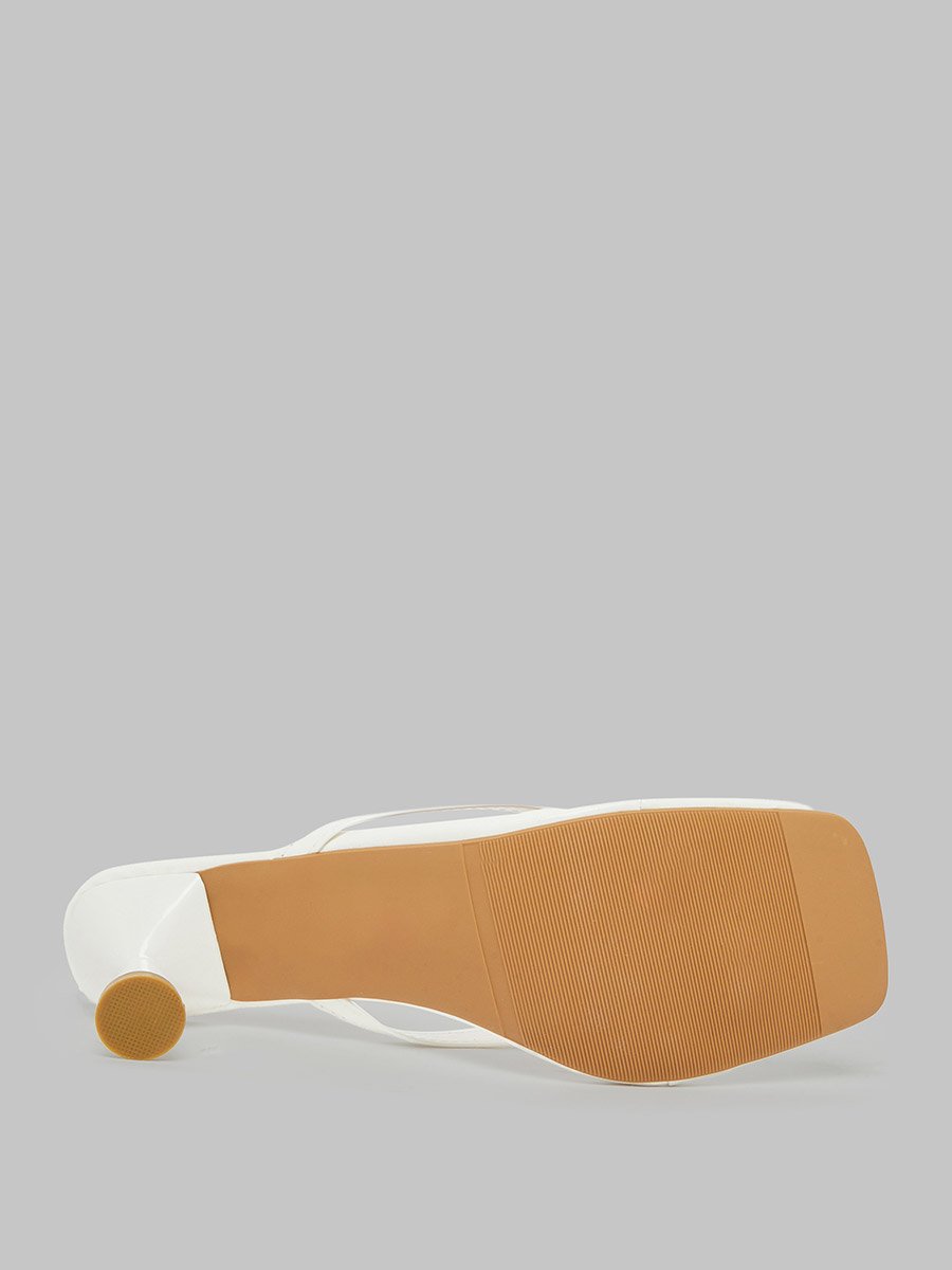 White Kitten Heel Thong Sandals