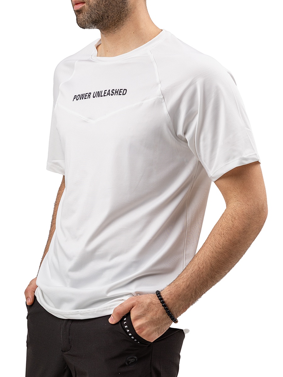 Men White Printed Training T-Shirt