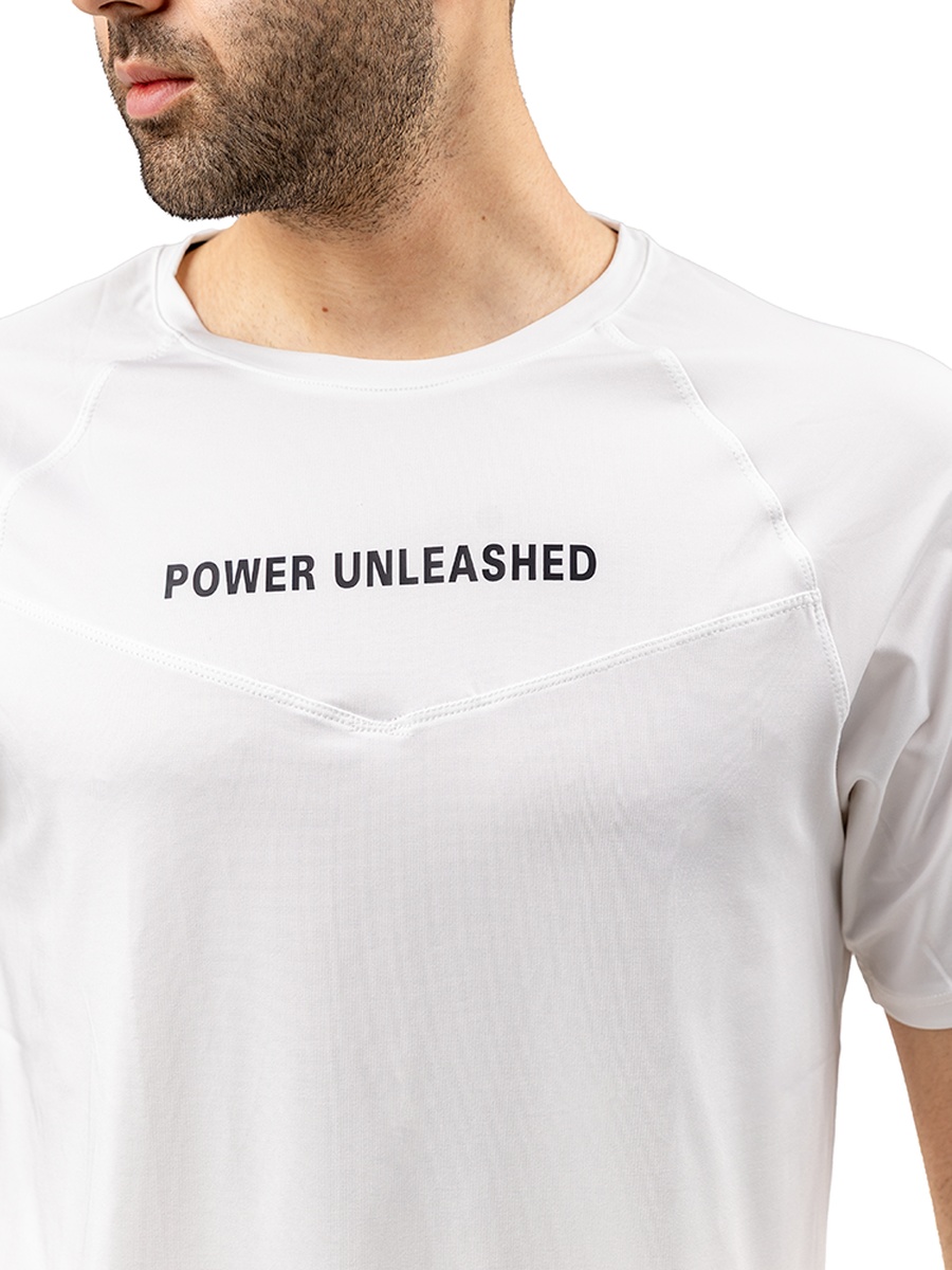 Men White Printed Training T-Shirt