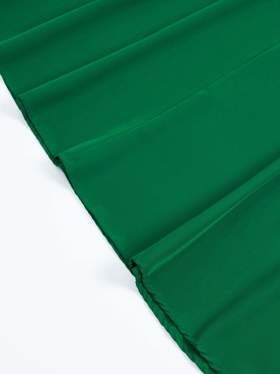 Emerald Green A-Line Midi Skirt with Bow Belt