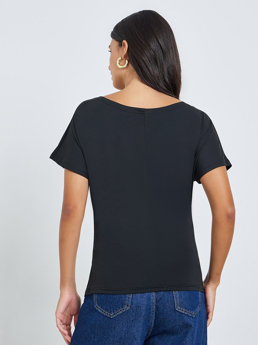 Black Solid Round Neck T-Shirt