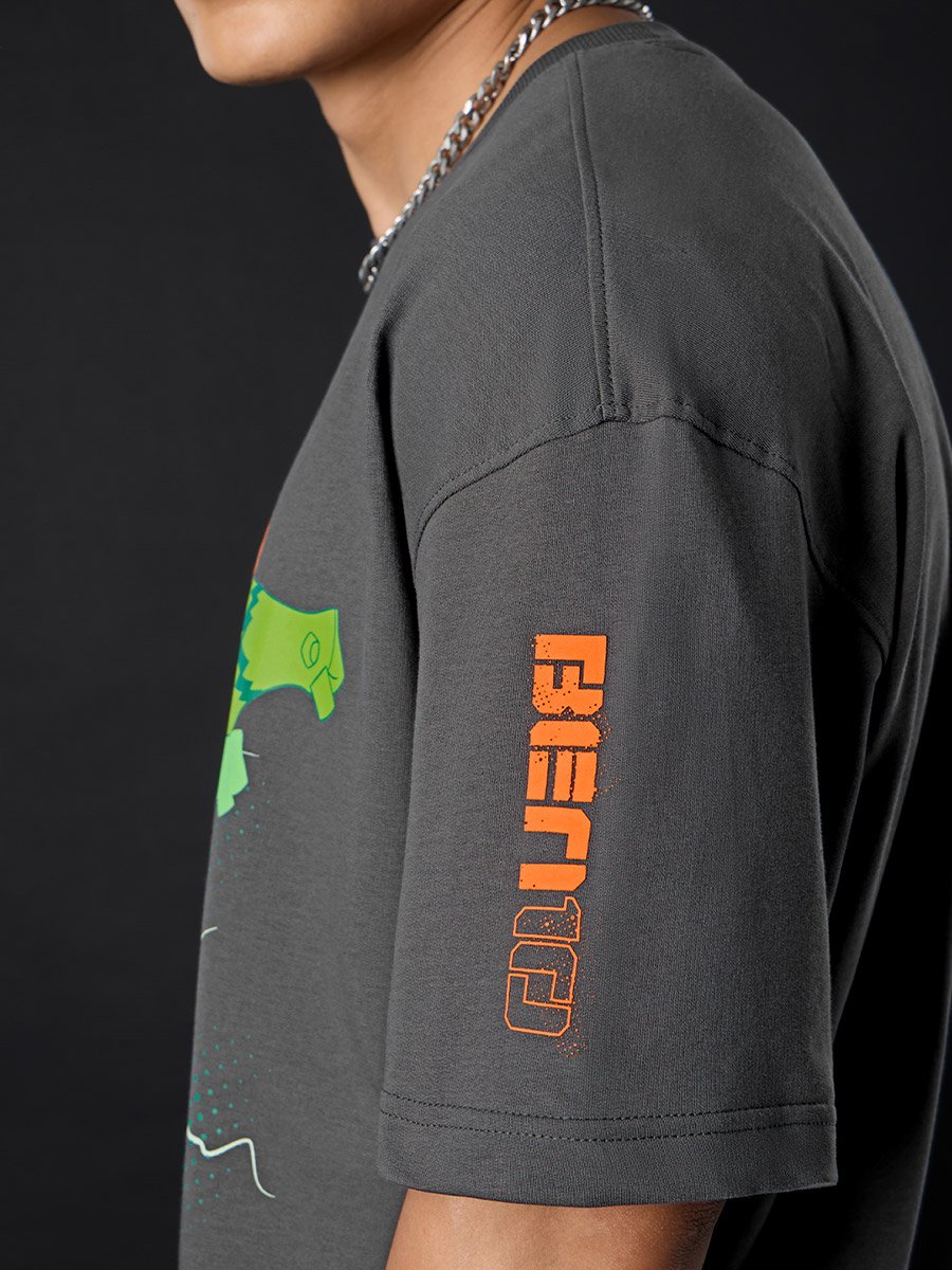 Grey Ben 10 Graphic Oversized T-Shirt
