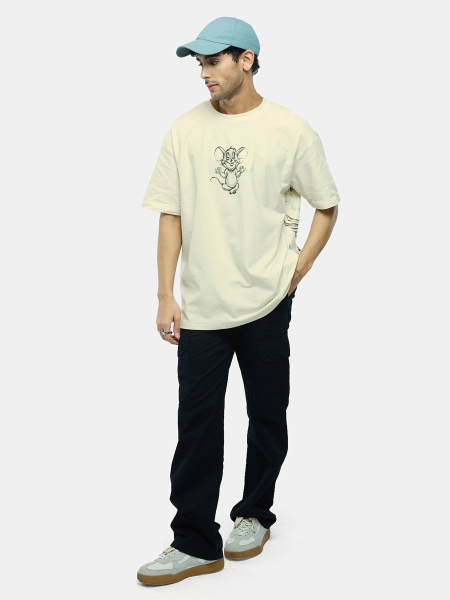 Cream Jerry Graphic Oversized T-Shirt