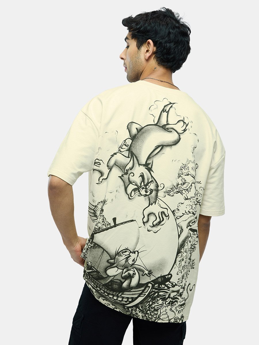 Cream Jerry Graphic Oversized T-Shirt