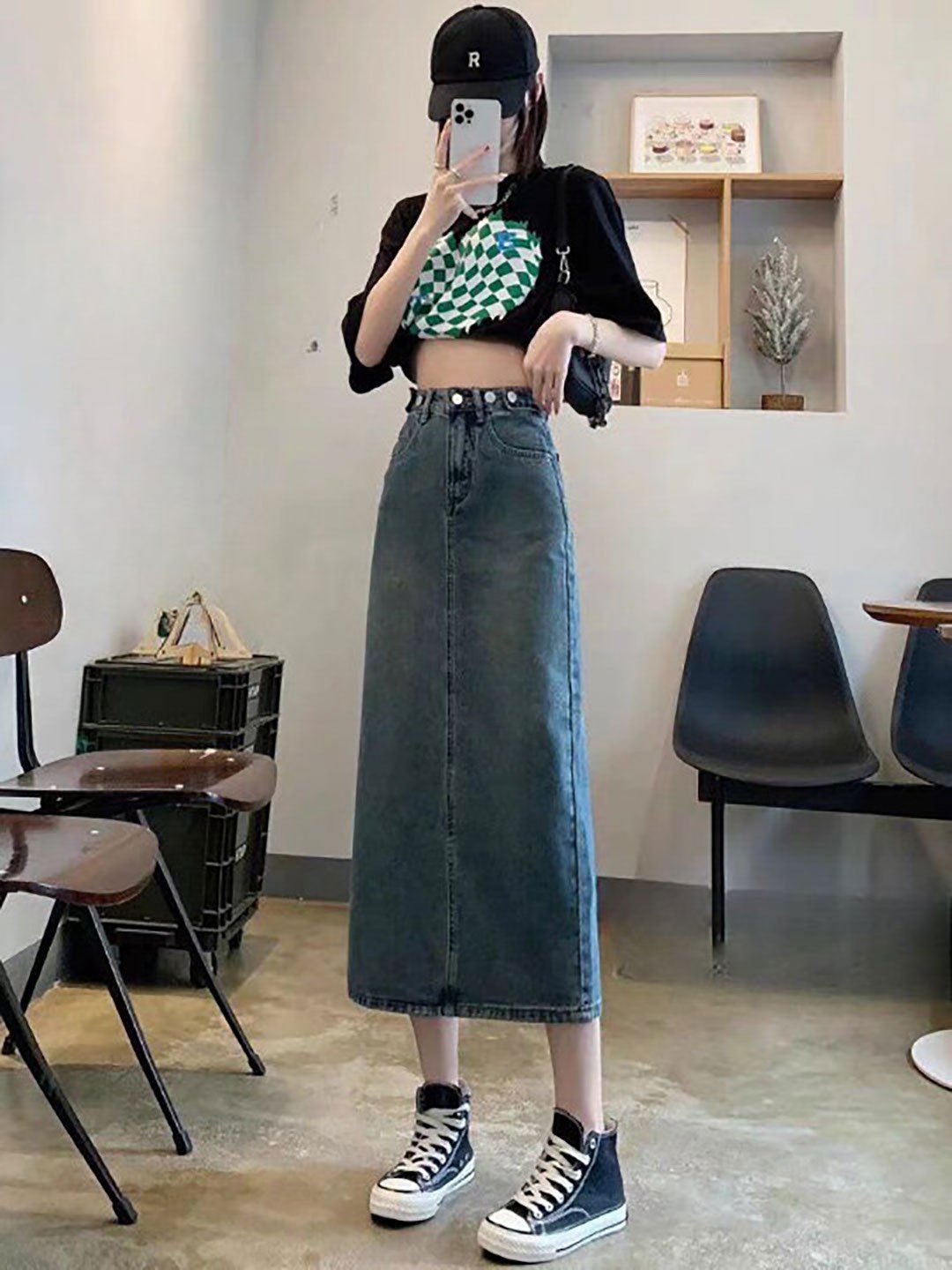 تنانير ميدي دنيم مستقيمة