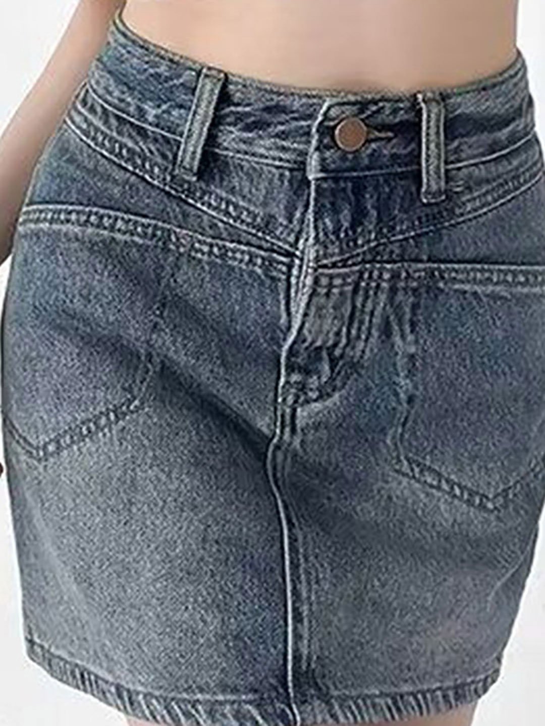 تنانير قصيرة دنيم قطن مستقيمة