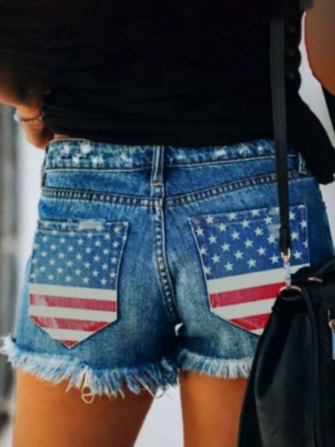 Blue Denim Mid Rise Shorts