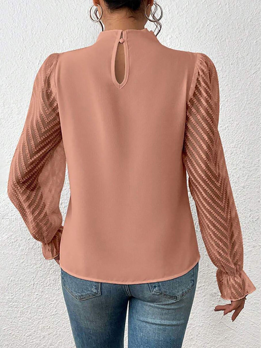 Rust Long Sleeve Pleated Top