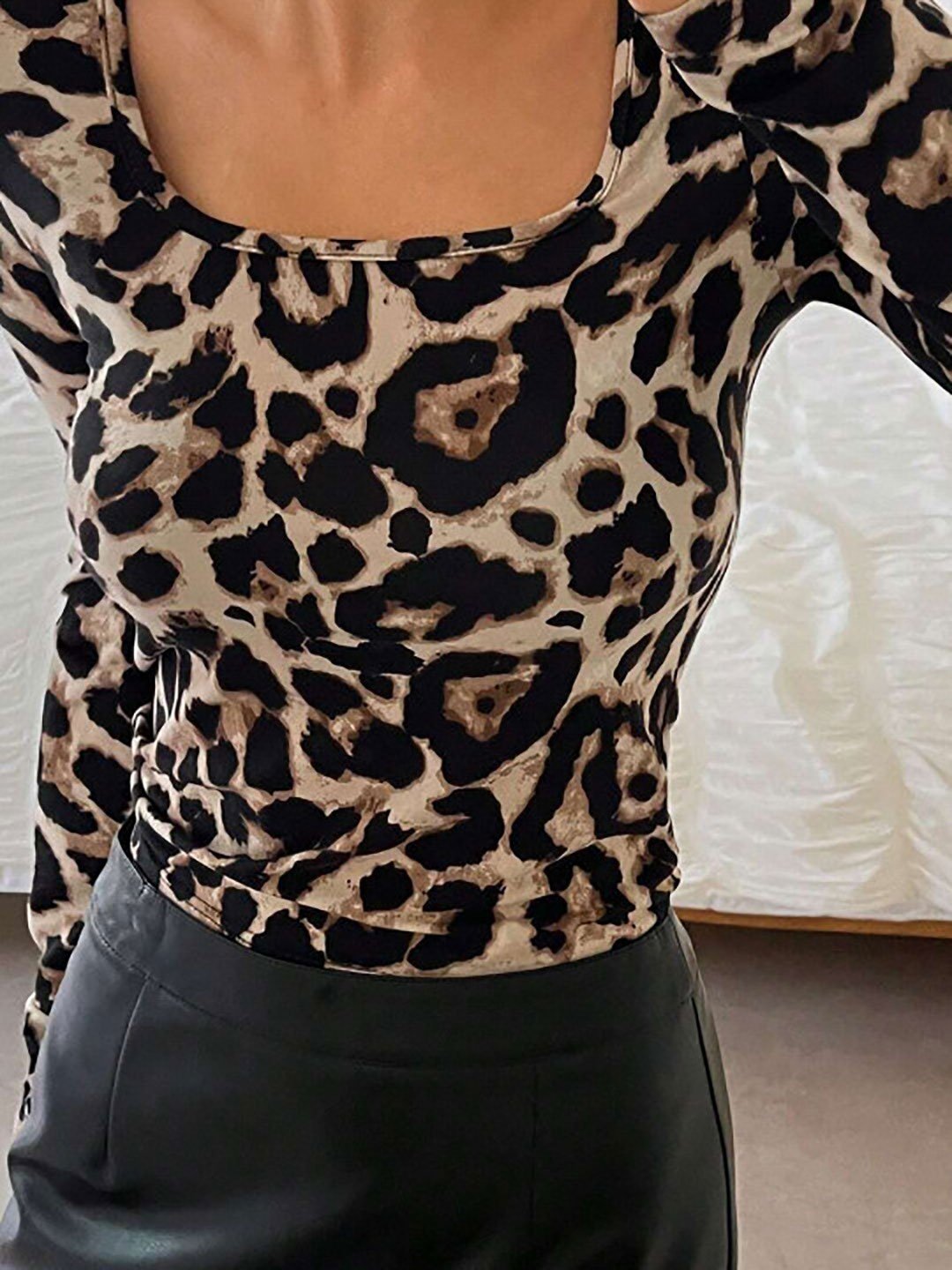 Leopard Print Long Sleeve Top