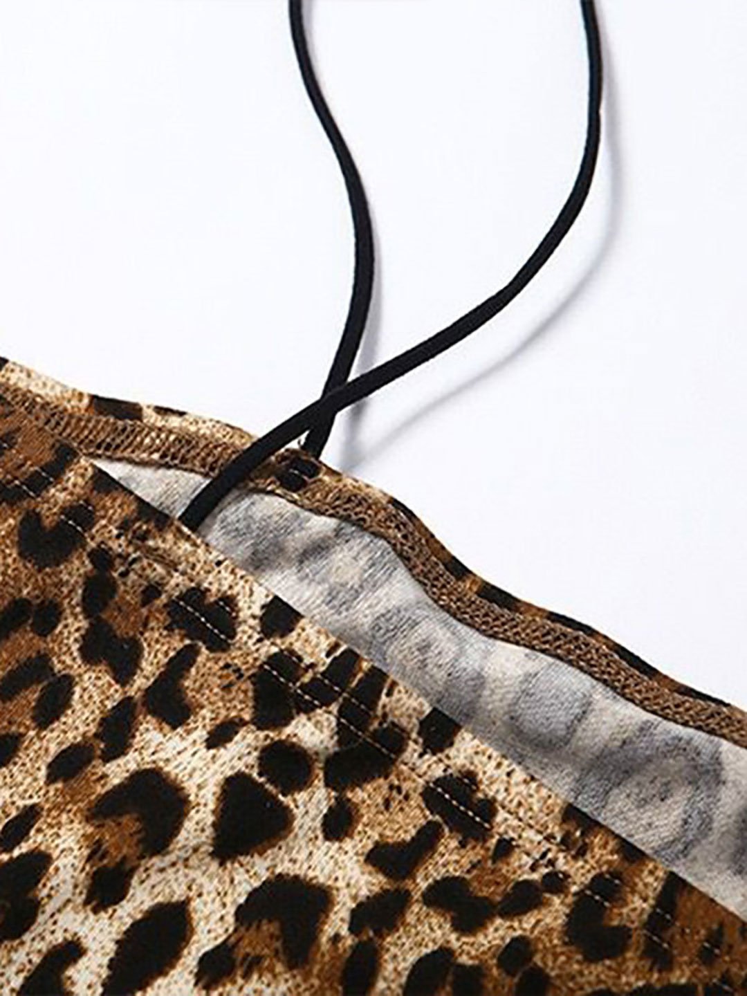 Brown Sleeveless Leopard Print Crop Top