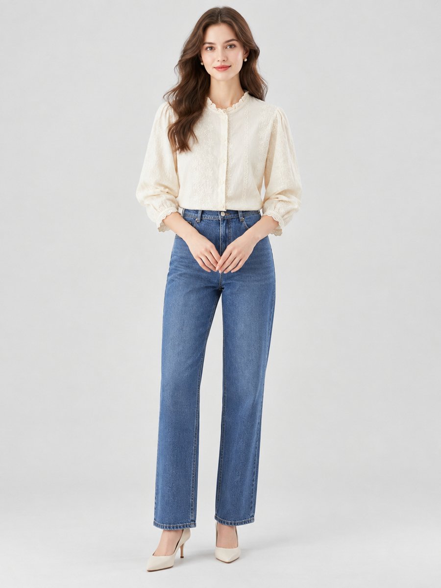 Off-White Cotton Buttoned Top