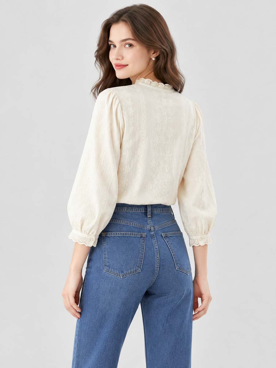 Off-White Cotton Buttoned Top