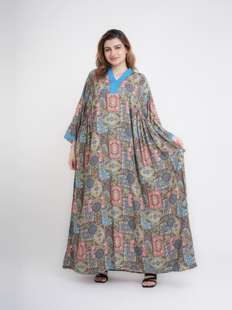 All Over Print V Neck Jalabiya