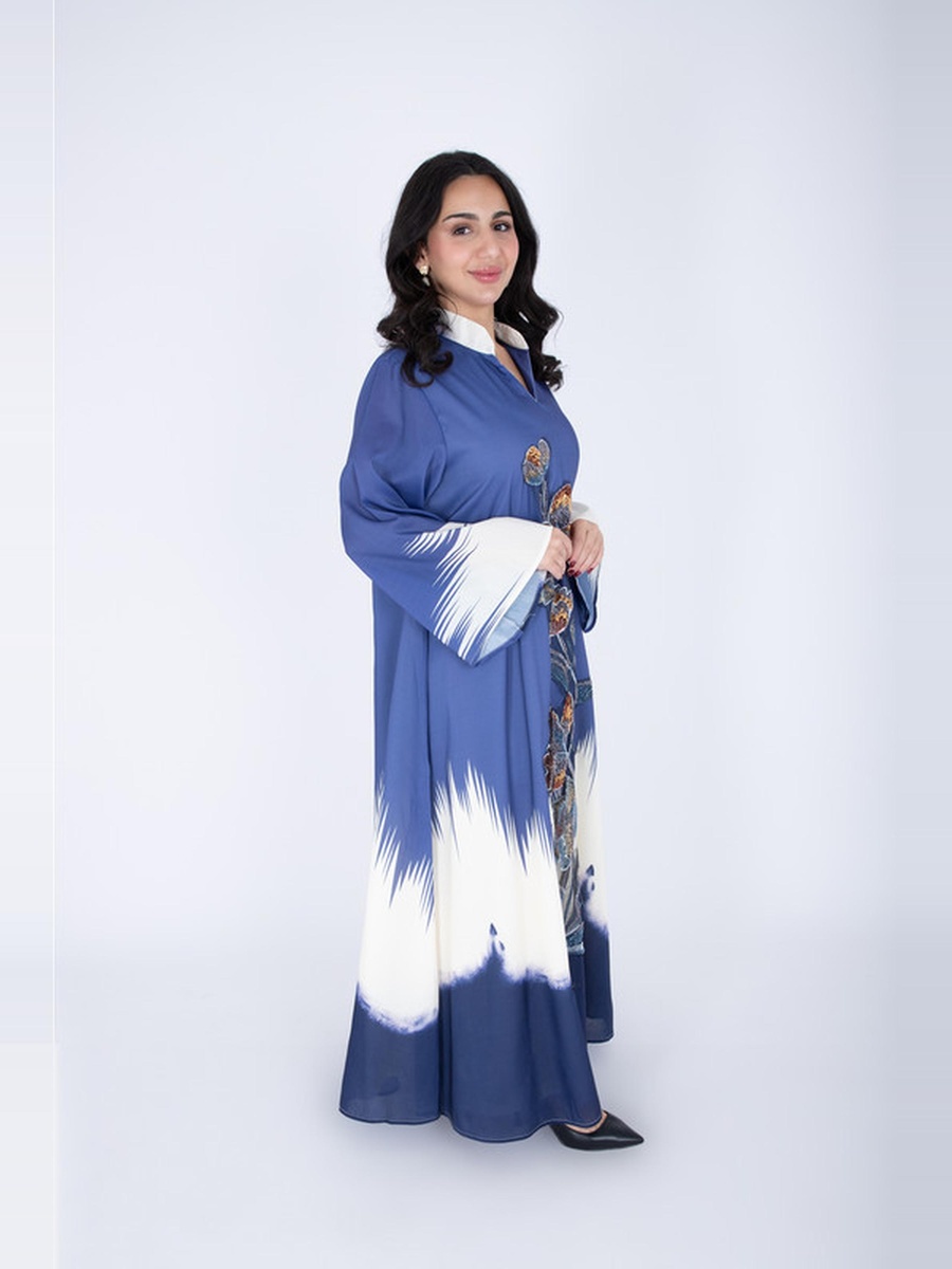 Ombre Look Floral Beaded Jalabiya