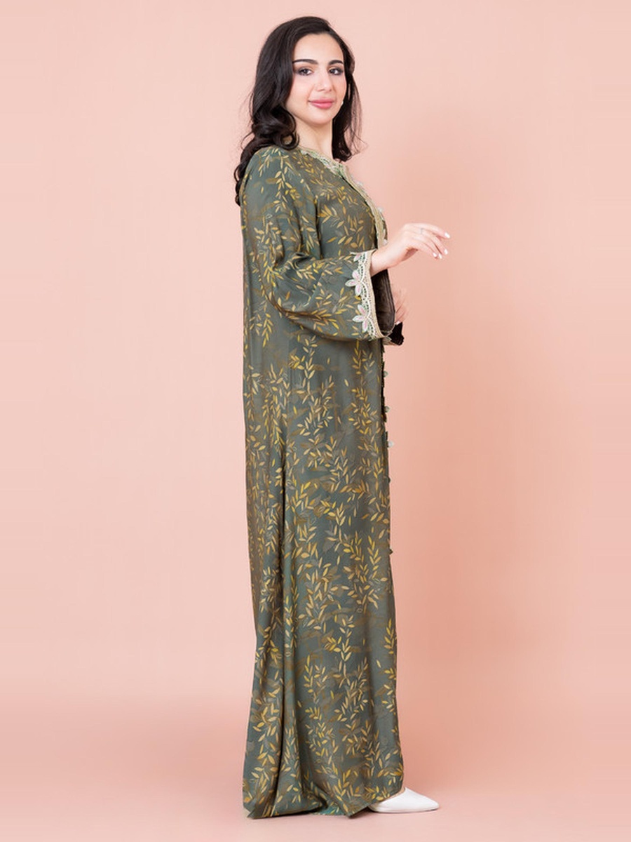 Printed Lace Pattern Jalabiya