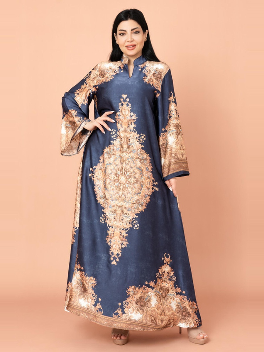 Mandarin Collar Printed Jalabiya